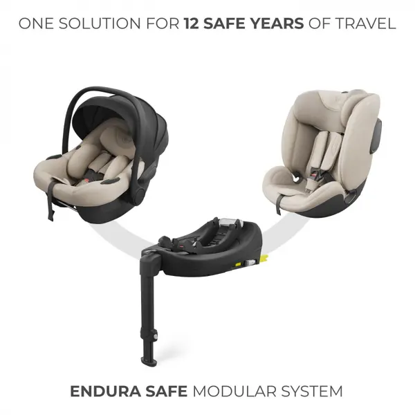 Scoica auto Kinderkraft I-Lite cu baza rotativa Endura Safe FX Beige, 40-87 cm, I-size, SPS+