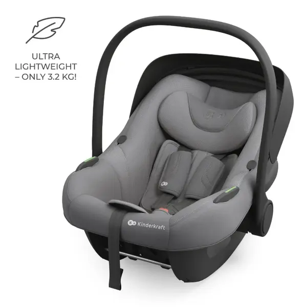 Scoica auto Kinderkraft I-Lite Grey, 40-87 cm, I-size, SPS, tetiera reglabila