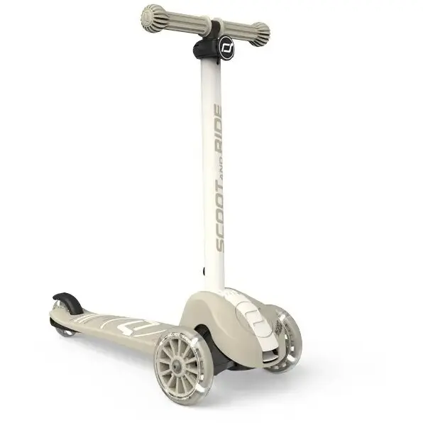 Scoot & Ride Trotineta copii pliabila, Scoot & Ride Highwaykick 3S LED Ash, reglabila, roti luminoase, 3+ ani, pana la 50 kg