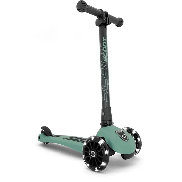 Scoot & Ride Trotineta copii pliabila, Scoot & Ride Highwaykick 3 LED Forest, reglabila, roti luminoase, 3-6 ani, pana la 50 kg