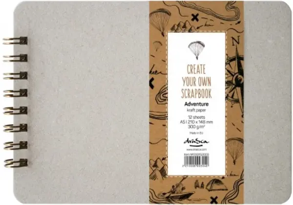 Scrapbook cu spirala Drasca Adventure - Craft, 12 file, A5