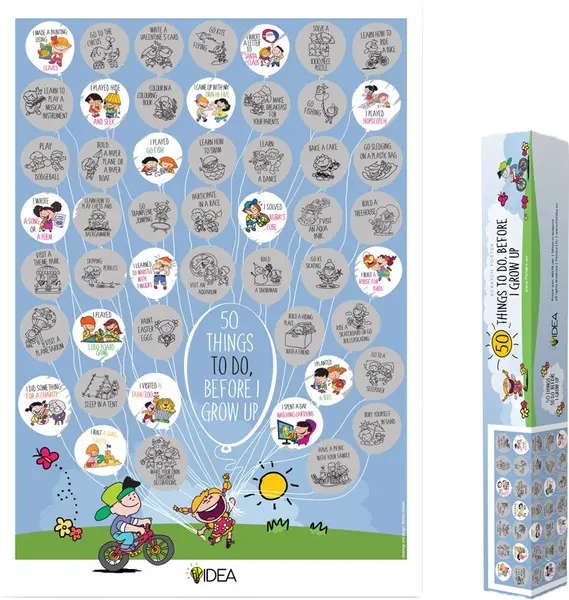 Scratch poster pentru copii: 50 things to do before I grow up
