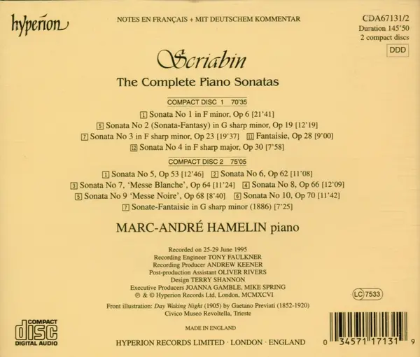 Scriabin: The Complete Piano Sonatas | Marc-Andre Hamelin