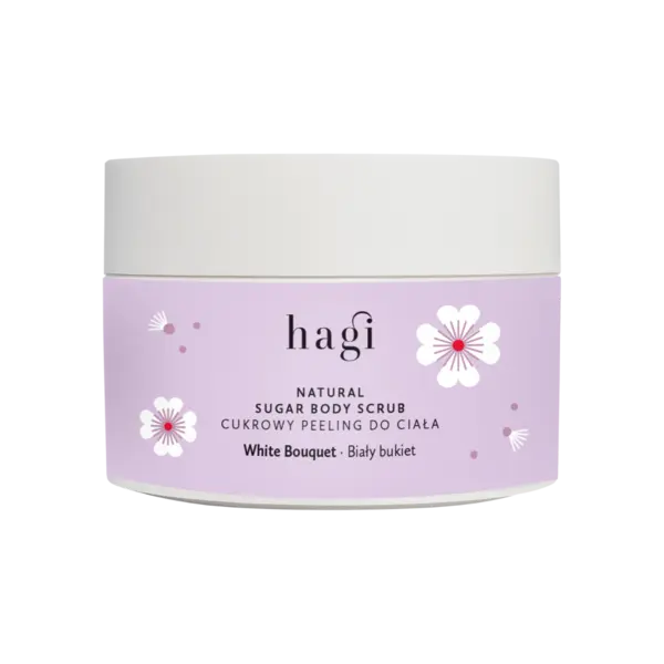 Scrub natural pentru corp cu zahar White Bouquet, 200g, Hagi