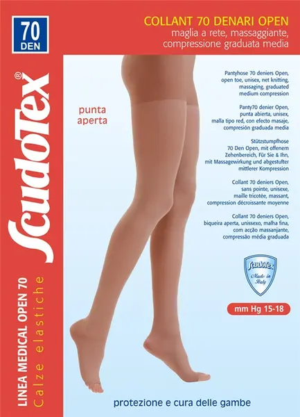 Scudotex 822 Ciorapi compresivi pantaloni fara varf, compresie medie 70 DEN, Daino, marimea 2-S
