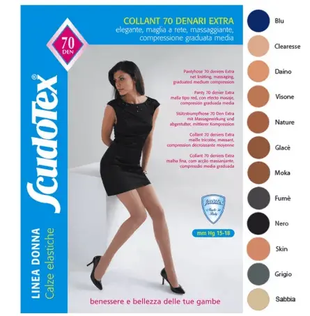 Scudotex Ciorapi compresivi pantalon 70 DEN 15-18 mmhg negru numar 5