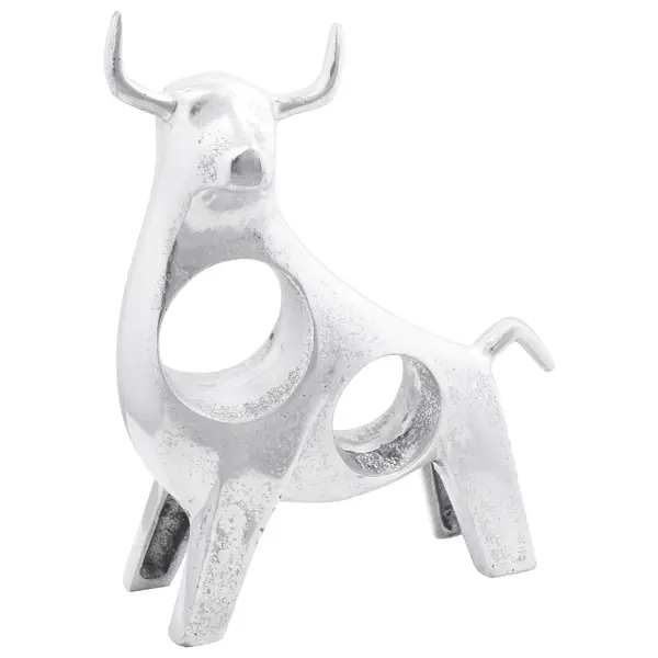 Sculptura buldog Gossi argintie 22x9,5x34 cm aluminiu
