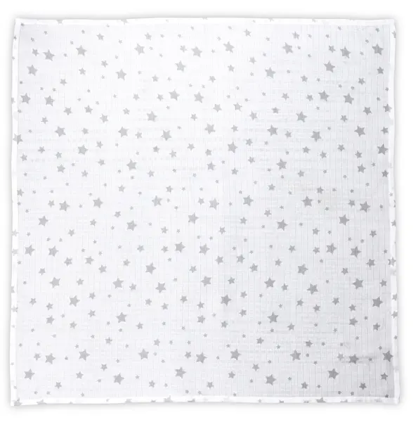 Scutec din bumbac Lorelli - 80 x 80 cm, albă cu stele gri