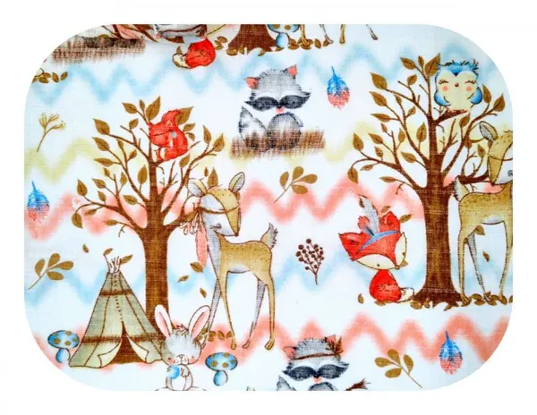 Scutec din muselina tetra 70x80 cm model Forest Animals
