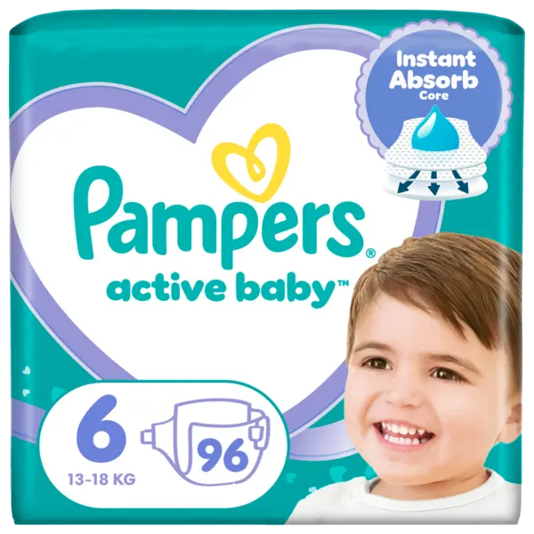 Scutece Active Baby Mega Box Marimea 6 pentru 13 -18 kg, 96 bucati, Pampers