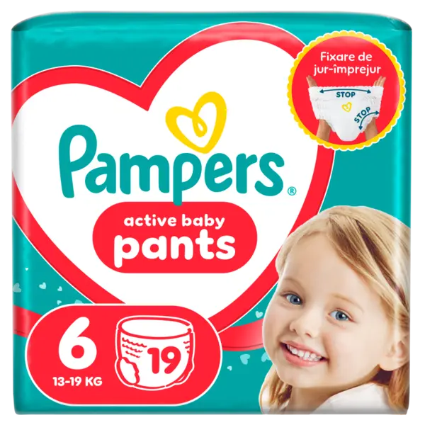 Scutece Active Baby Pants pentru 13-19kg Marimea 6, 19 bucati, Pampers