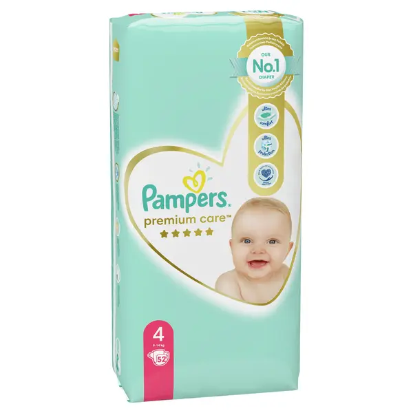 Scutece bebelusi Pampers - Premium Care 4, 52 buc.