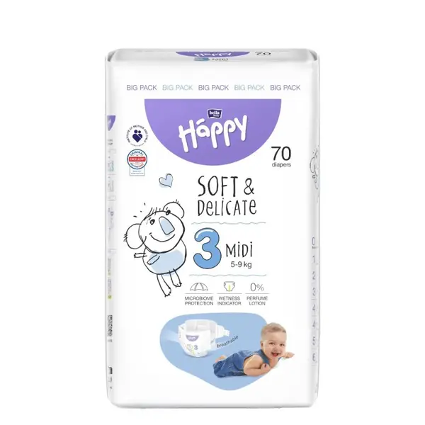 Scutece Bella Baby Happy Nr. 3 Midi, 72 Bucati