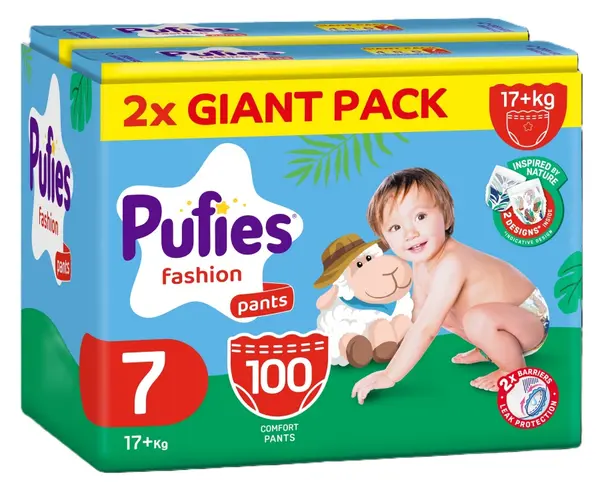 Scutece chilotei Pufies Fashion - Extra Large Plus, mărimea 7, 100 buc, 17+ kg, Giant pack