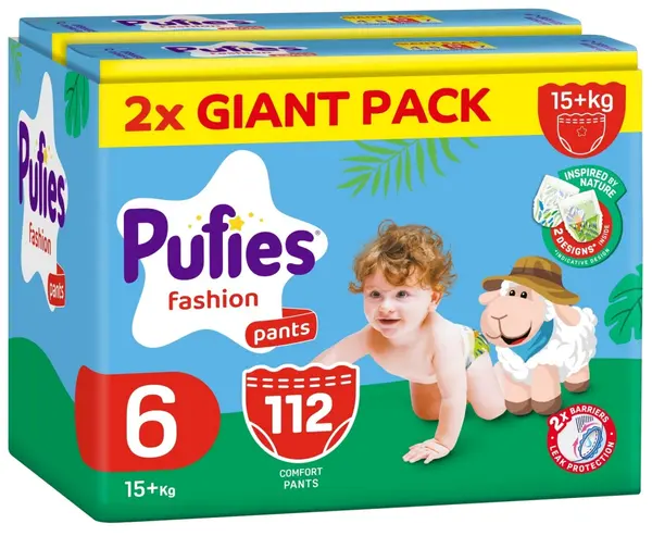 Scutece chiloței Pufies Fashion - Mărimea 6, 112 bucăți, 15+ kg, Giant Pack