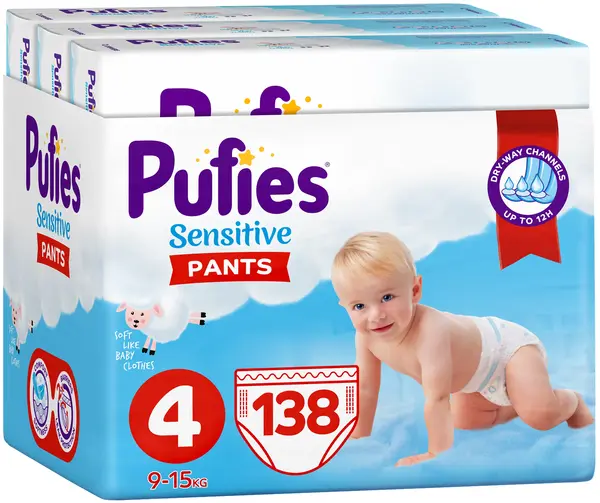 Scutece chilotei Pufies Pants Sensitive 4, 138 buc.