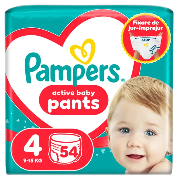 Scutece-chilotel Active Baby Pants Jumbo Pack Marimea 4 pentru 9kg-15kg, 52 bucati, Pampers
