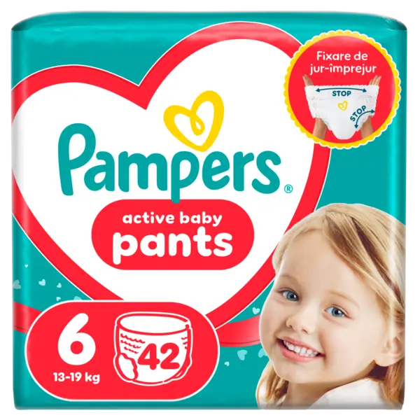 Scutece-chilotel Active Baby Pants Jumbo Pack Marimea 6 pentru 13kg-19kg, 42 bucati, Pampers