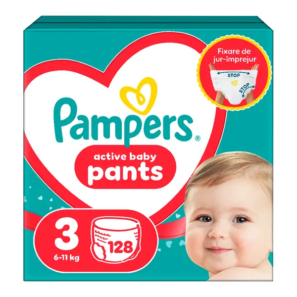 Scutece chilotel Active Baby Pants, marimea 3, 6-11 kg, 128 bucati, Pampers