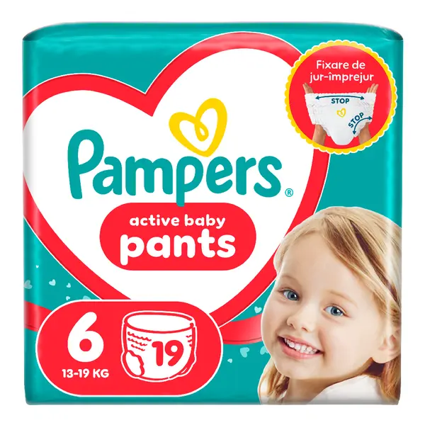 Scutece chilotel Active Baby Pants, marimea 6, 13-19 kg, 19 bucati, Pampers