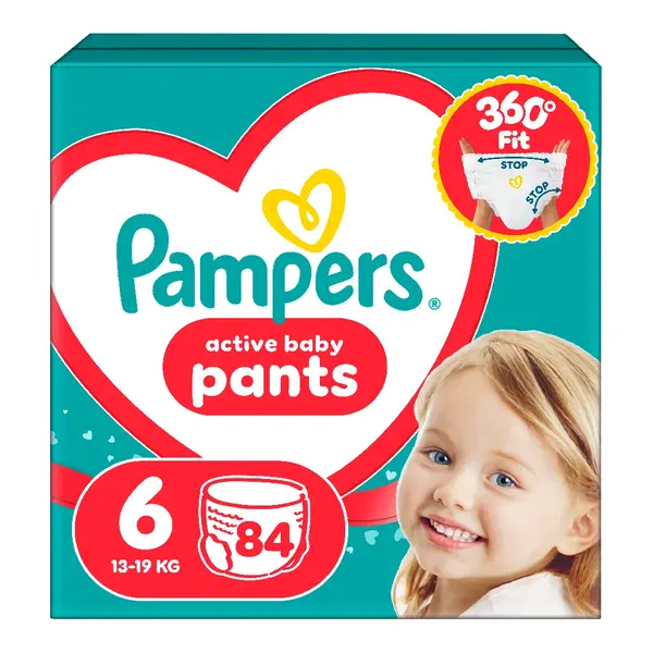 Scutece chilotel Active Baby Pants, marimea 6, 13-19 kg, 84 bucati, Pampers