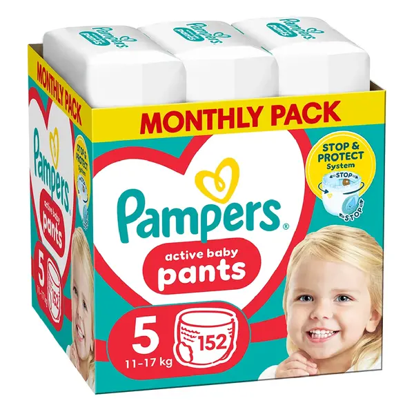 Scutece chilotel Active Baby Pants Nr.5, 11-17 kg, 152 bucati, Pampers