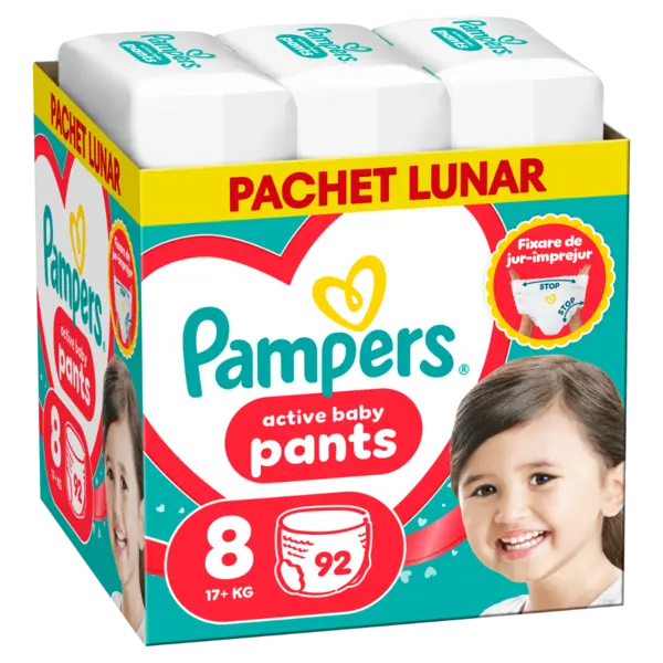 Scutece-chilotel Active Baby PantsXXL Marimea 8, 17kg+, 92 bucati, Pampers