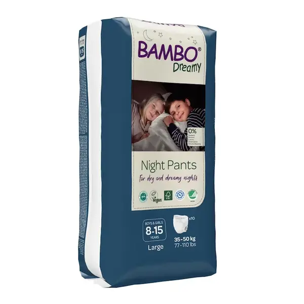 Scutece chilotel Eco, Dreamy Night, Unisex, Large, 8-15ani, 35-50kg, 10 bucati, Bambo Nature