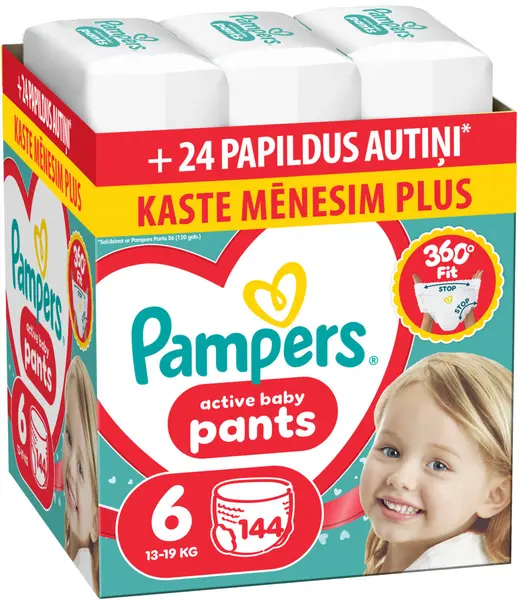 Scutece - chiloțel Pampers Active Baby - Mărimea 6, 13-19 kg, 144 buc