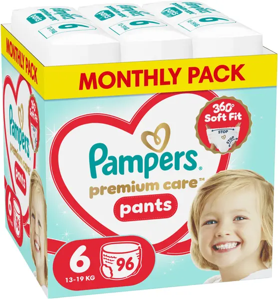 Scutece - chiloțel Pampers Premium Care - Mărimea 6, 13-19 kg, 96 buc