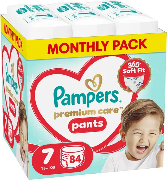 Scutece - chiloțel Pampers Premium Care - Mărimea 7, 15+ kg, 84 buc