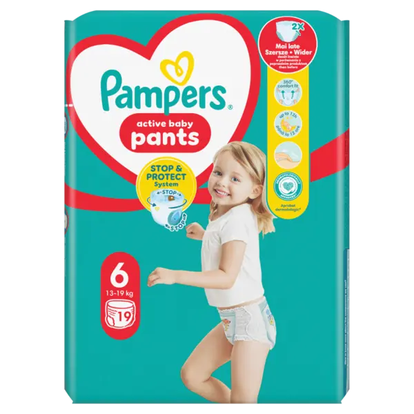 Scutece-chilotel Pants Carry Pack Extra large, Marimea 6 pentru 13 - 19kg, 19 bucati, Pampers
