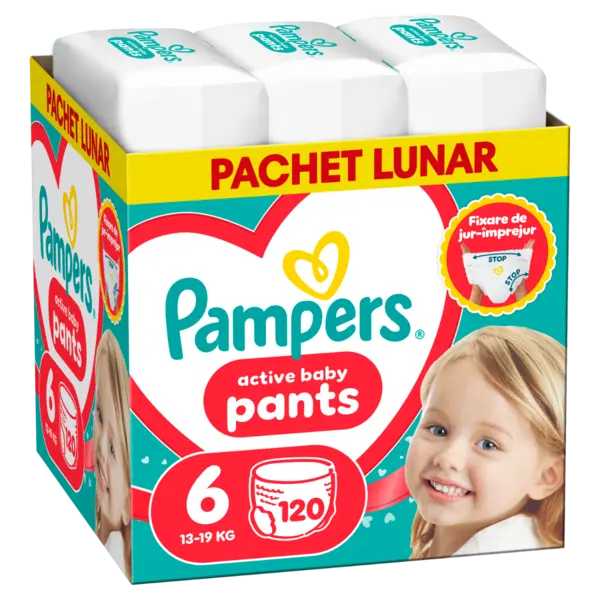 Scutece-chilotel Pants XXL Box Marimea 6 pentru +15kg, 120 bucati, Pampers