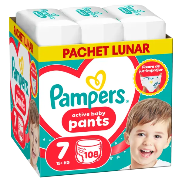 Scutece-chilotel Pants XXL Box Marimea 7 pentru 15+ kg, 108 bucati, Pampers