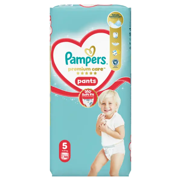 Scutece chilotel Premium Care Pants Marimea 5 11-17 kg, 50 bucati, Pampers