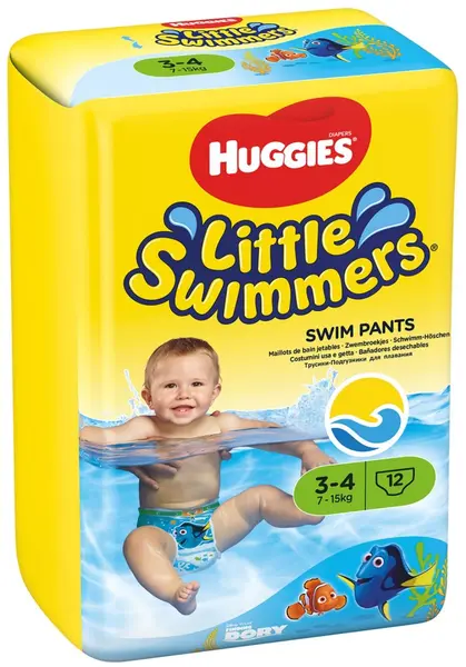 Scutece de înot pentru bebeluși Little Swimmers - Mărimea 3-4, 7-15 kg, 12 buc.