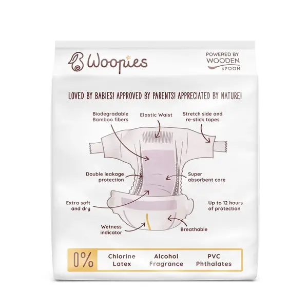 Scutece eco cu fibre de bambus S Wooden Spoon 32 bucati 6-10 kg
