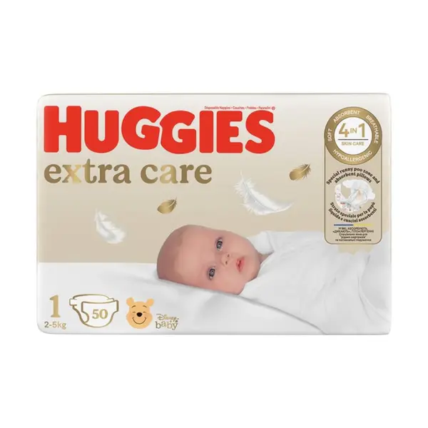 Scutece Huggies Extra Care, nr 1, 2-5 kg, 50 buc