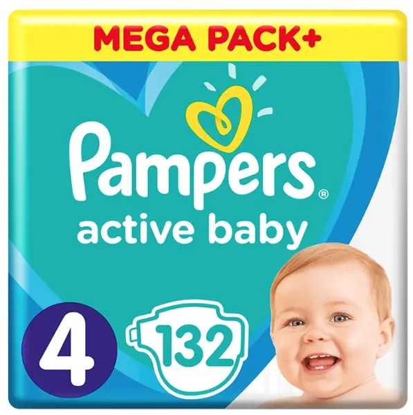 Scutece Pampers - Active Baby 4, 132 buc.