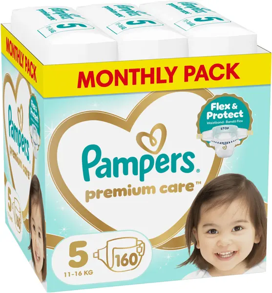 Scutece Pampers Premium Care - Mărimea 5, 11-16 kg, 160 buc
