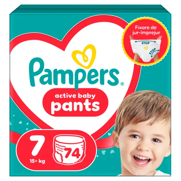 Scutece Pants Junior Marimea 7 pentru 15 kg+ Mega Box, 74 bucati, Pampers