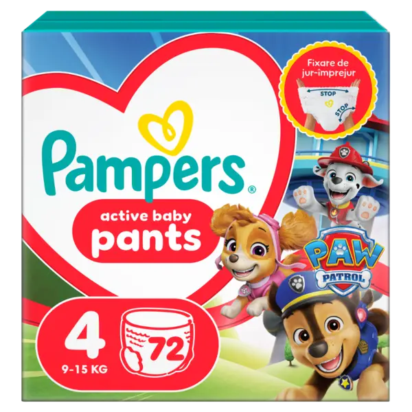 Scutece Pants Patrula Catelusilor Nr. 4 pentru 9-15 kg, 72 bucati, Pampers