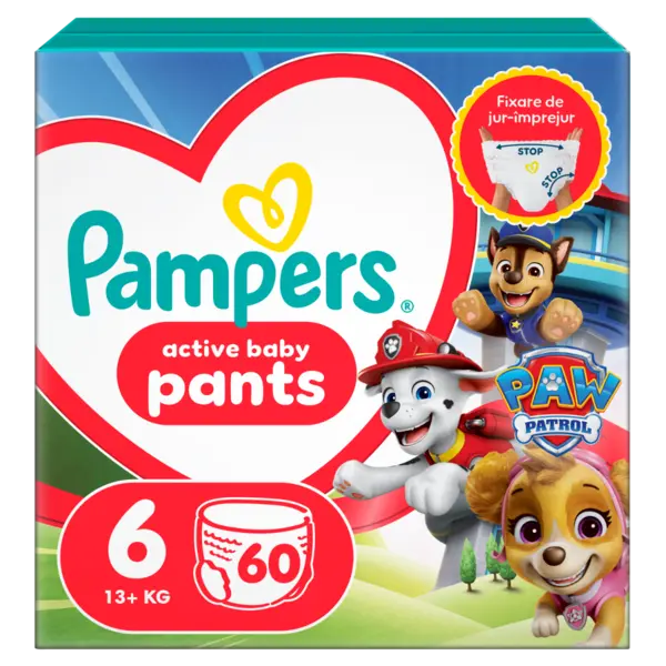 Scutece Pants Patrula Catelusilor Nr. 6 pentru 14 -19kg, 60 bucati, Pampers