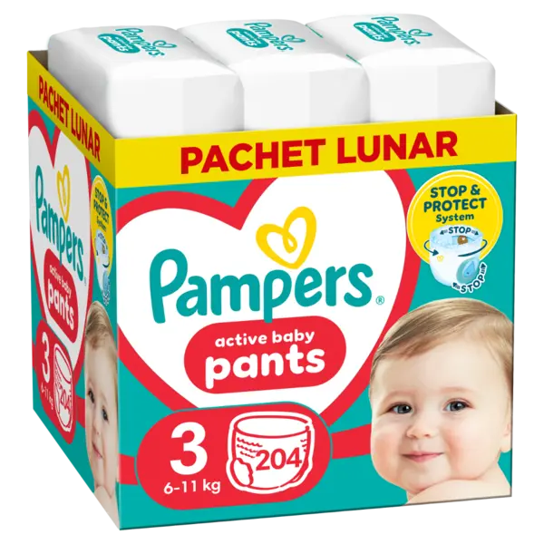 Scutece Pants Stop&Protect XXL Box Nr.3 pentru 6-11 kg, 204 bucati, Pampers