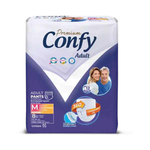 Scutece pentru adulti Premium Marime M, 8 bucati, Confy