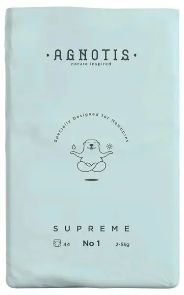 Scutece pentru bebeluși Agnotis - Supreme, Nr 1, 2-5 kg, 44 bucăți