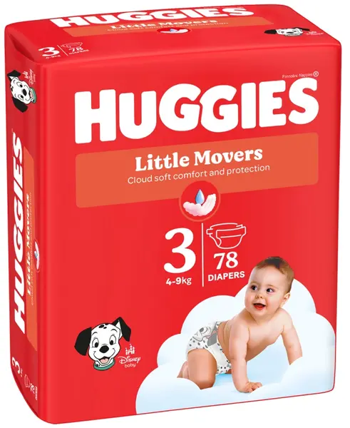 Scutece pentru bebeluși Huggies Little Movers - Mărimea 3, 4-9 kg, 78 buc