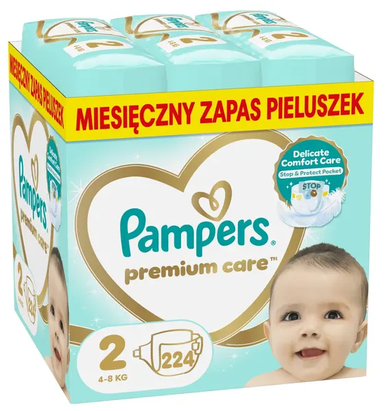 Scutece pentru bebeluși Pampers Premium Care - Mărimea 2, 224 bucăți