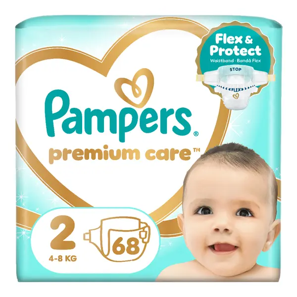 Scutece Premium Care, marimea 2, 4-8 kg, 68 bucati, Pampers