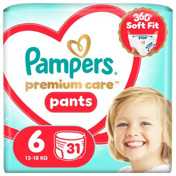 Scutece Premium Care Pants Nr.6 13-19 kg, 31 bucati, Pampers